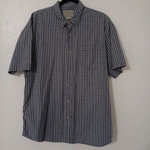 U.S. Expedition Men's Button Down Shirt Sz L Blue Plaid Short Sleeve Single...